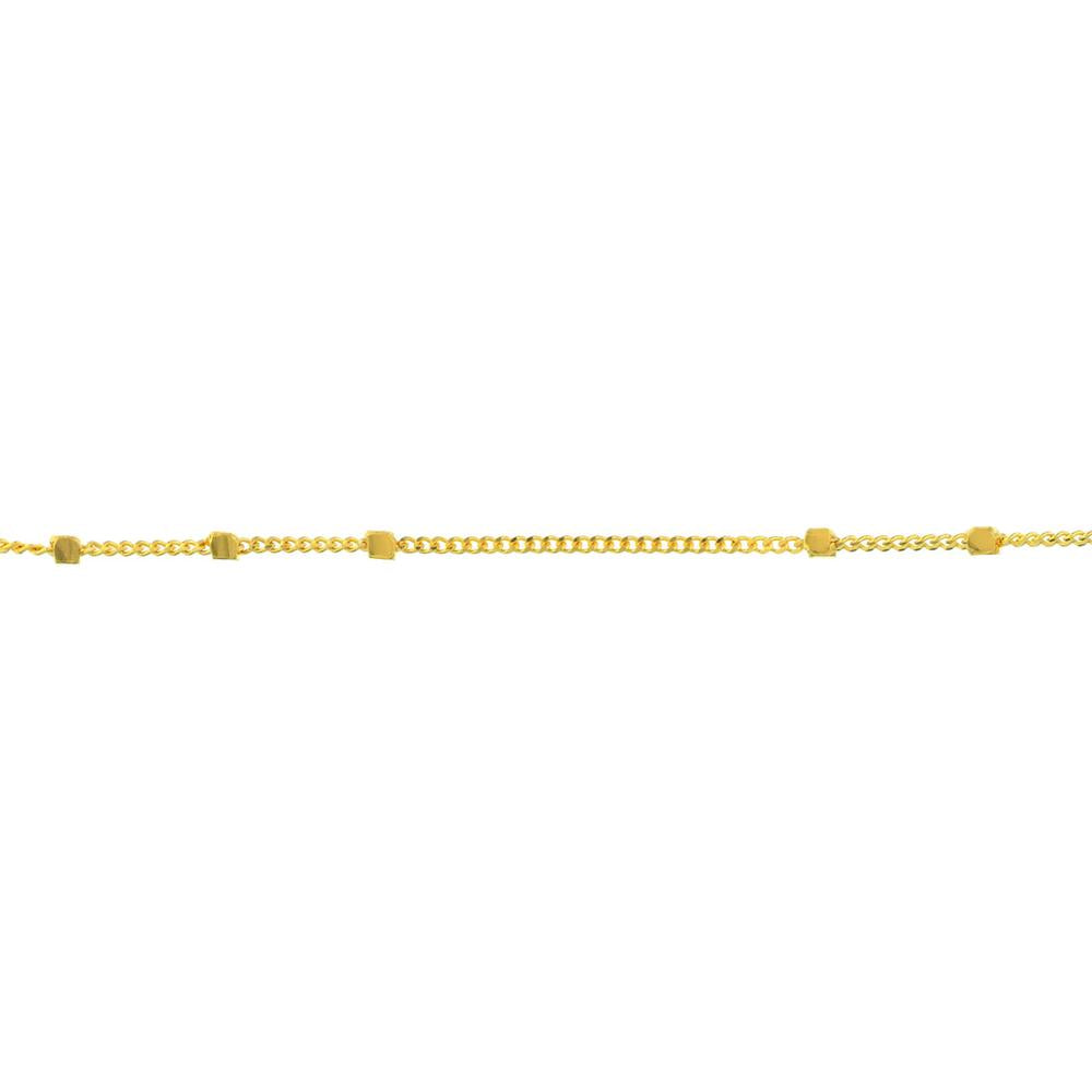 Olas d'Oro - 14K Yellow Gold Triple Bead Saturn Chain Necklace with Lobster Lock - 18"