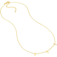 Olas d'Oro - 14K Yellow Gold Triple Cross with Diamond Pendant Necklace - 1/15tcw Diamond Weight