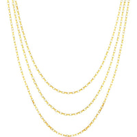 Olas d'Oro - 14K Yellow Gold Triple Graduated Box Link Necklace