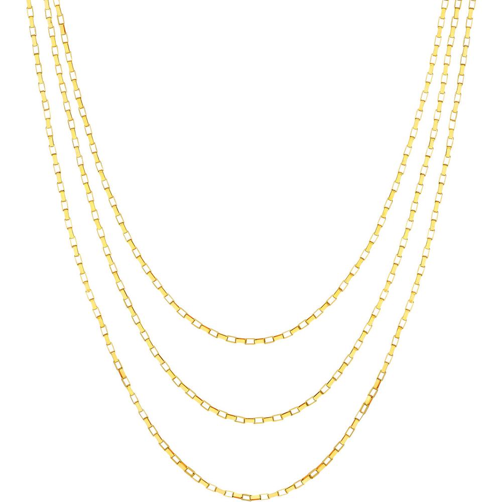 Olas d'Oro - 14K Yellow Gold Triple Graduated Box Link Necklace