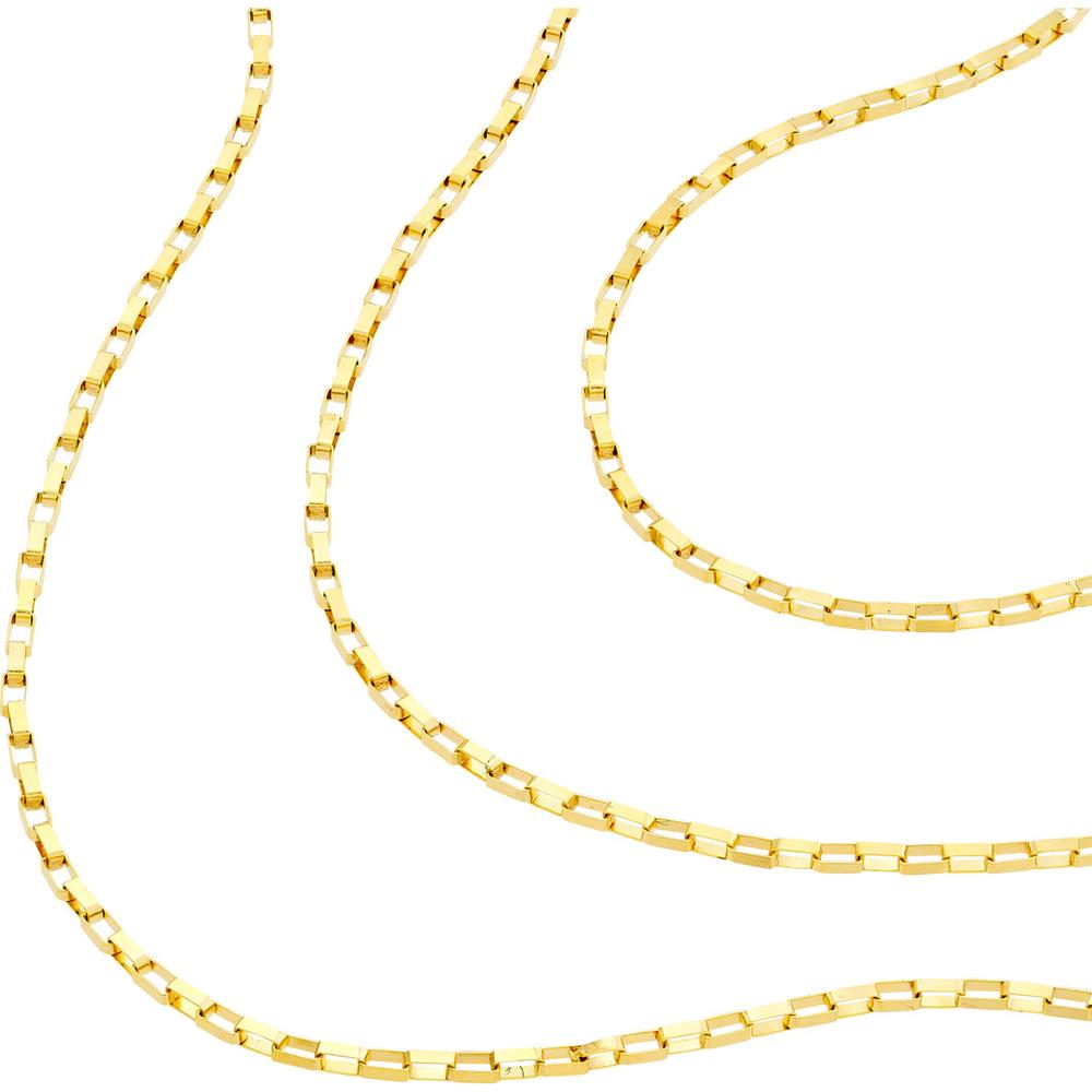 Olas d'Oro - 14K Yellow Gold Triple Graduated Box Link Necklace