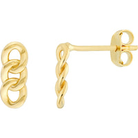 Olas d'Oro - 14K Yellow Gold Triple Link Post Earrings - 1.13 Grams Total Weight