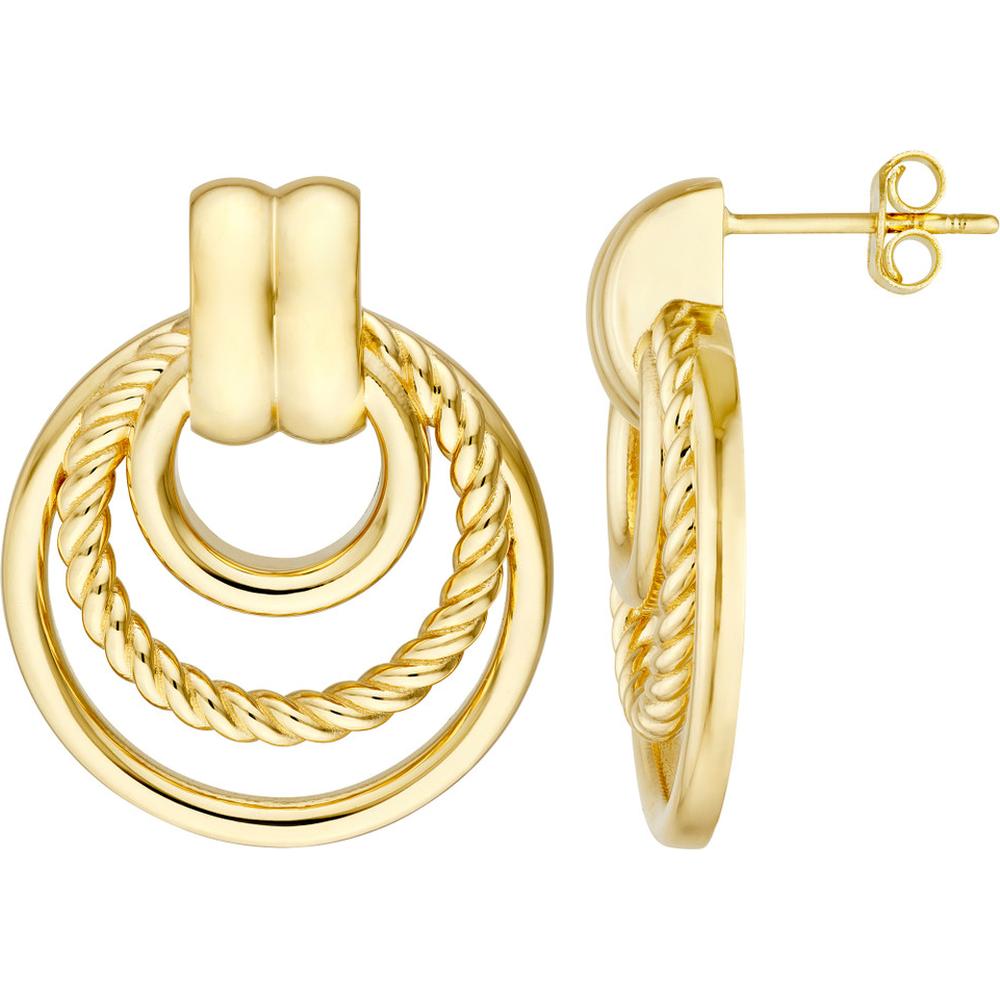 Olas d'Oro - 14K Yellow Gold Triple Rope Hoop Dangle Earrings