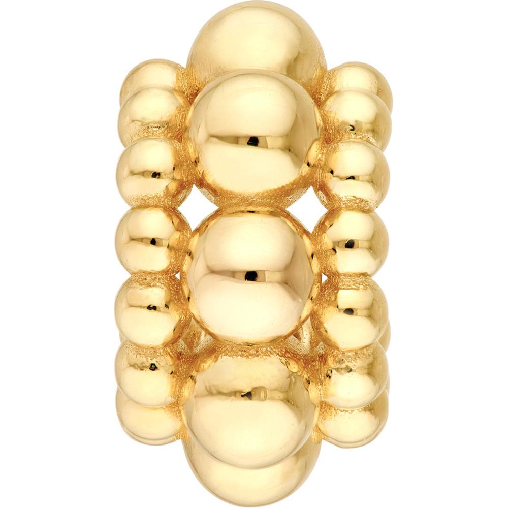Olas d'Oro - 14K Yellow Gold Triple Row Beaded Open Hoop Earrings - 4.46 Grams Total Weight