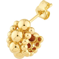 Olas d'Oro - 14K Yellow Gold Triple Row Beaded Open Hoop Earrings - 4.46 Grams Total Weight