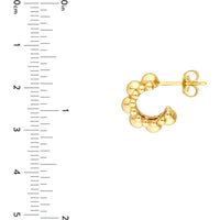 Olas d'Oro - 14K Yellow Gold Triple Row Beaded Open Hoop Earrings - 4.46 Grams Total Weight