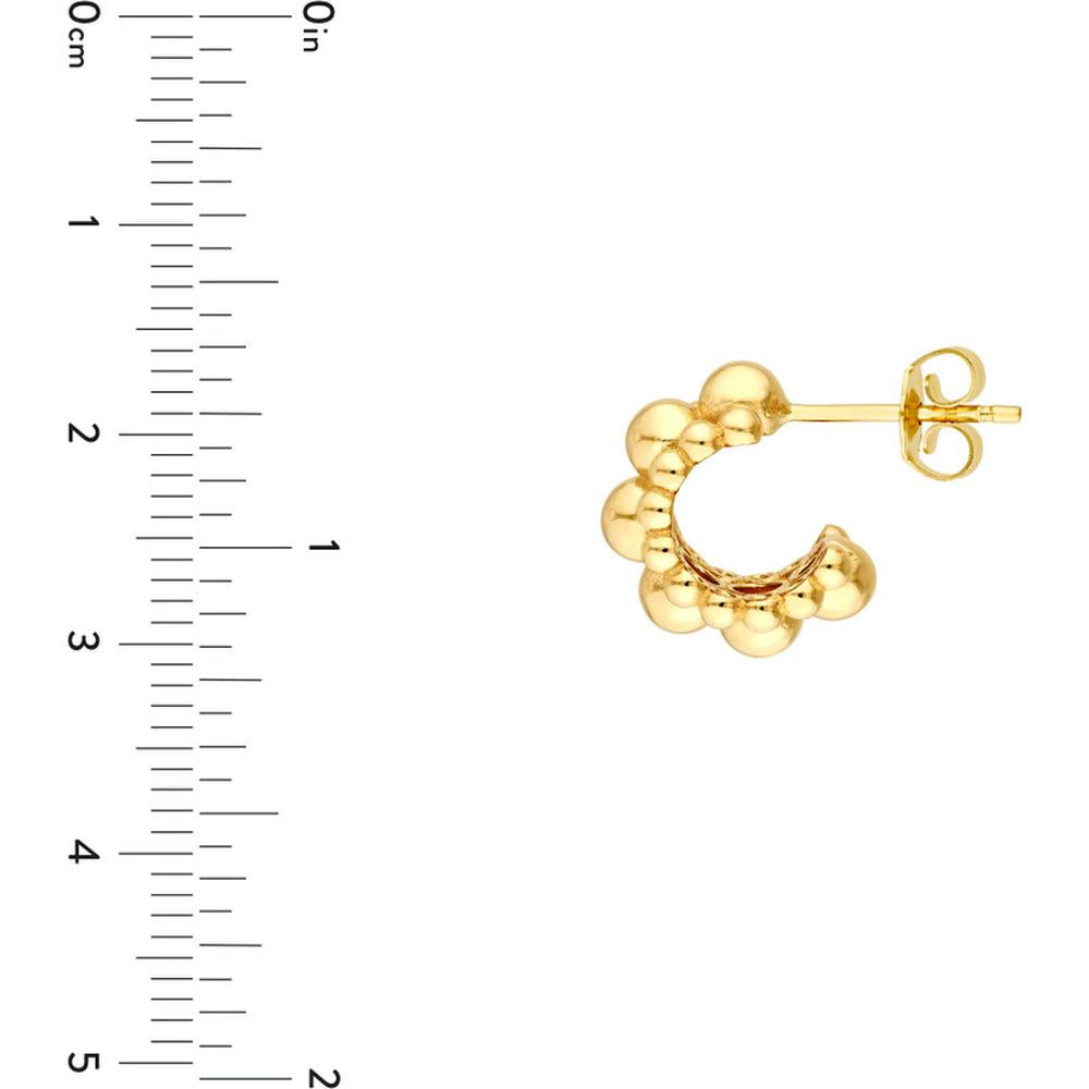 Olas d'Oro - 14K Yellow Gold Triple Row Beaded Open Hoop Earrings - 4.46 Grams Total Weight