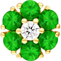 Olas d'Oro - 14K Yellow Gold Tsavorite & Diamond Cluster Stud Earrings - 0.81 Carat Total Tsavorite Weight, 0.13 Carat Total Diamond Weight