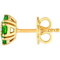 Olas d'Oro - 14K Yellow Gold Tsavorite & Diamond Cluster Stud Earrings - 0.81 Carat Total Tsavorite Weight, 0.13 Carat Total Diamond Weight