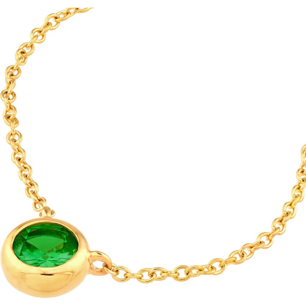 Olas d'Oro - 14K Yellow Gold Tsavorite Bezel Necklace with Adjustable Extender - 0.29 Carat Total Tsavorite Weight