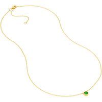 Olas d'Oro - 14K Yellow Gold Tsavorite Bezel Necklace with Adjustable Extender - 0.29 Carat Total Tsavorite Weight
