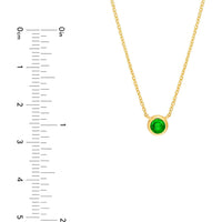 Olas d'Oro - 14K Yellow Gold Tsavorite Bezel Necklace with Adjustable Extender - 0.29 Carat Total Tsavorite Weight