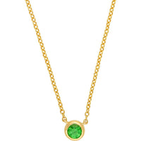 Olas d'Oro - 14K Yellow Gold Tsavorite Bezel Pendant Necklace - 0.13 Carat Total Tsavorite Weight