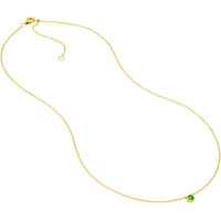 Olas d'Oro - 14K Yellow Gold Tsavorite Bezel Pendant Necklace - 0.13 Carat Total Tsavorite Weight