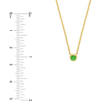 Olas d'Oro - 14K Yellow Gold Tsavorite Bezel Pendant Necklace - 0.13 Carat Total Tsavorite Weight