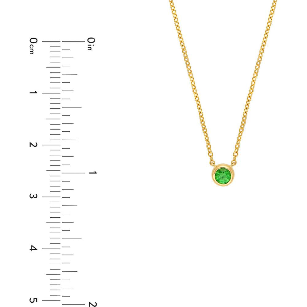 Olas d'Oro - 14K Yellow Gold Tsavorite Bezel Pendant Necklace - 0.13 Carat Total Tsavorite Weight