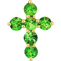 Olas d'Oro - 14K Yellow Gold Tsavorite Cross Pendant - 0.78 Carat Total Gem Weight
