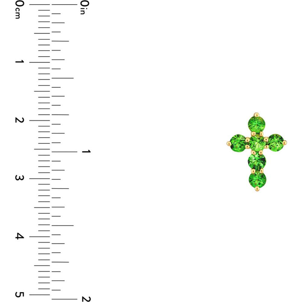 Olas d'Oro - 14K Yellow Gold Tsavorite Cross Pendant - 0.78 Carat Total Gem Weight