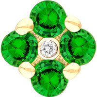 Olas d'Oro - 14K Yellow Gold Tsavorite Garnet Flower Stud Earrings with Diamond Center - 0.54 Carat Total Garnet Weight, 0.01 Carat Total Diamond Weight