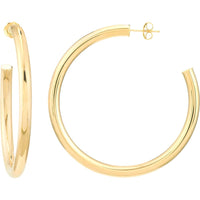 Olas d'Oro - 14K Yellow Gold Tube Hoop Earrings - 50mm x 4mm