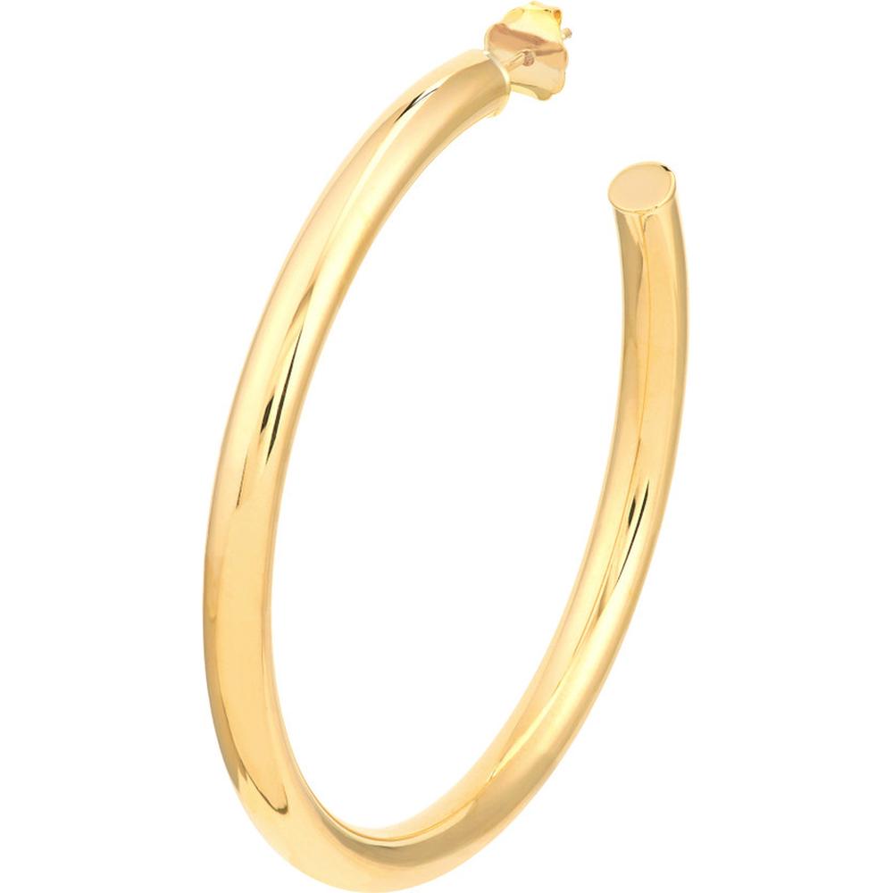 Olas d'Oro - 14K Yellow Gold Tube Hoop Earrings - 50mm x 4mm