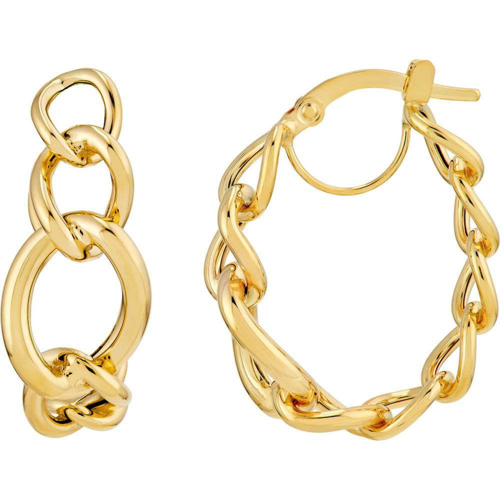 Olas d'Oro - 14K Yellow Gold Tube Link Hoop Earrings - Bold, Sculptural Design with Hinge Closure