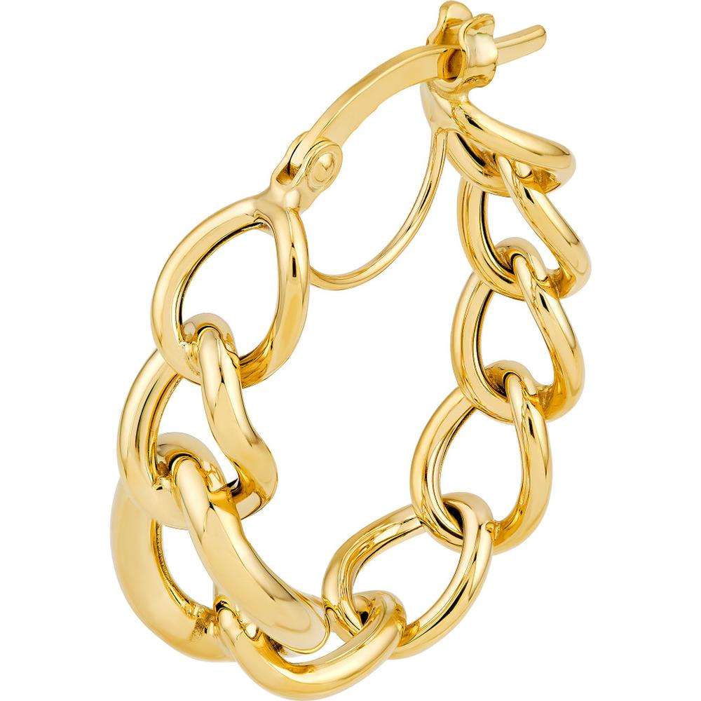 Olas d'Oro - 14K Yellow Gold Tube Link Hoop Earrings - Bold, Sculptural Design with Hinge Closure