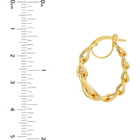 Olas d'Oro - 14K Yellow Gold Tube Link Hoop Earrings - Bold, Sculptural Design with Hinge Closure