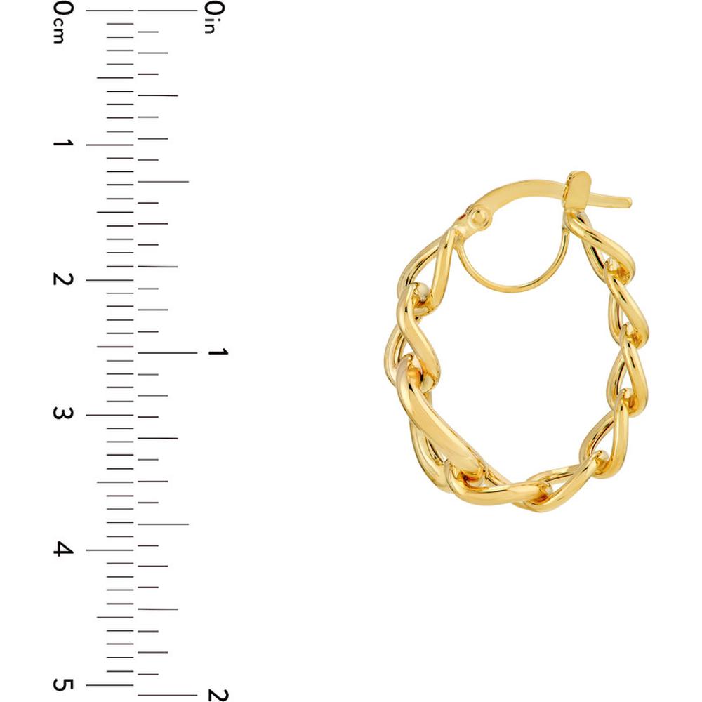Olas d'Oro - 14K Yellow Gold Tube Link Hoop Earrings - Bold, Sculptural Design with Hinge Closure