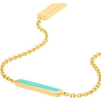 Olas d'Oro - 14K Yellow Gold Turquoise Enamel Alternating Bar Adjustable Anklet