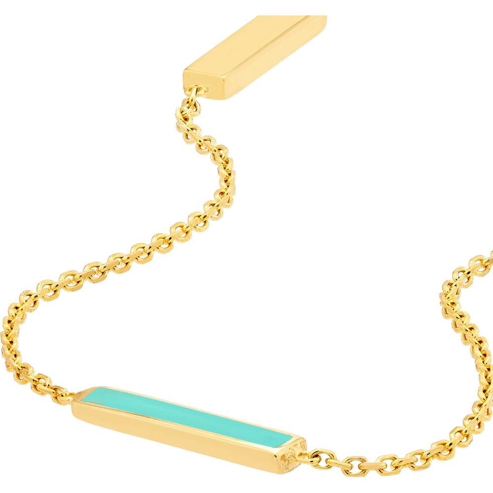 Olas d'Oro - 14K Yellow Gold Turquoise Enamel Alternating Bar Adjustable Anklet