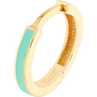 Olas d'Oro - 14K Yellow Gold Turquoise Enamel Baby Hoop Earrings with Snap-Lock Clasp