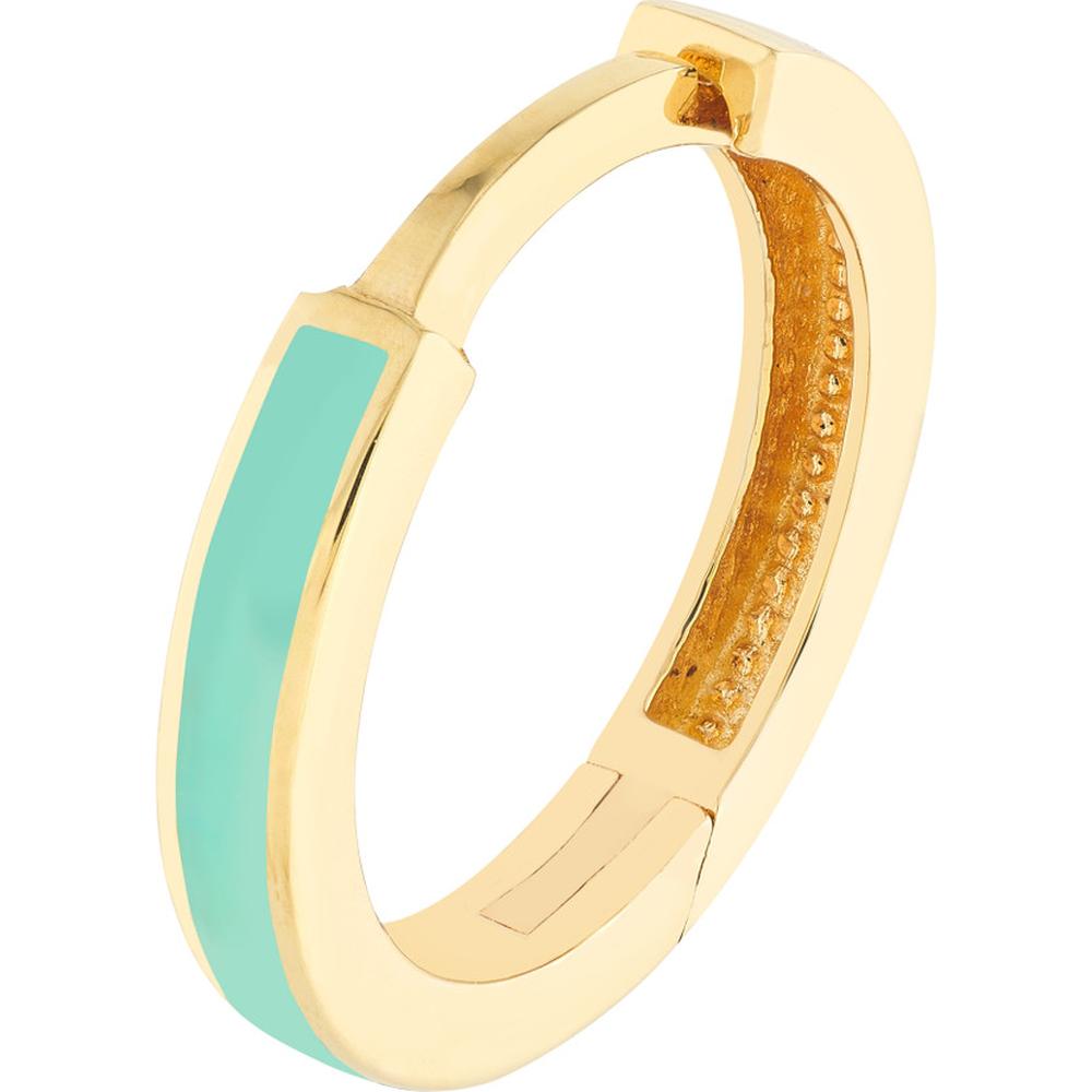 Olas d'Oro - 14K Yellow Gold Turquoise Enamel Baby Hoop Earrings with Snap-Lock Clasp