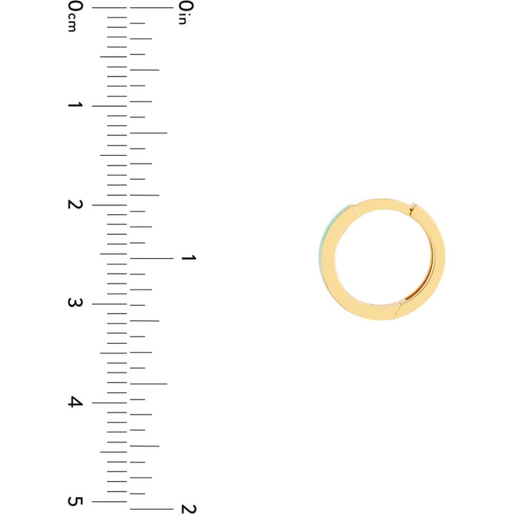 Olas d'Oro - 14K Yellow Gold Turquoise Enamel Baby Hoop Earrings with Snap-Lock Clasp