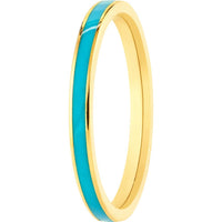 Olas d'Oro - 14K Yellow Gold Turquoise Enamel Band Ring - Size 8