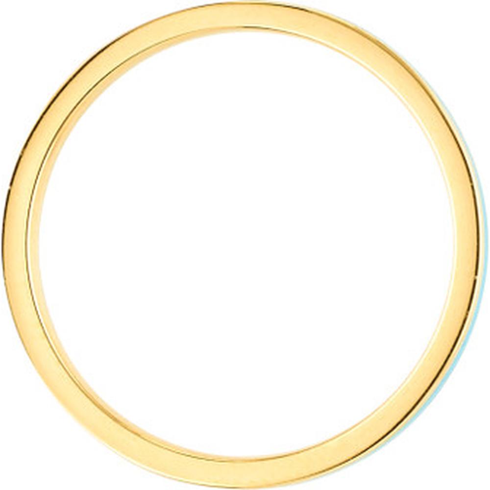 Olas d'Oro - 14K Yellow Gold Turquoise Enamel Band Ring - Size 8