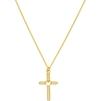 Olas d'Oro - 14K Yellow Gold Twist Cross Heart Necklace - Adjustable 16-18 Inches, 3.97 Grams