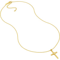 Olas d'Oro - 14K Yellow Gold Twist Cross Heart Necklace - Adjustable 16-18 Inches, 3.97 Grams