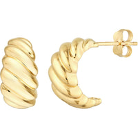 Olas d'Oro - 14K Yellow Gold Twist Dome Hoop Earrings - 3.30 Grams Total Weight