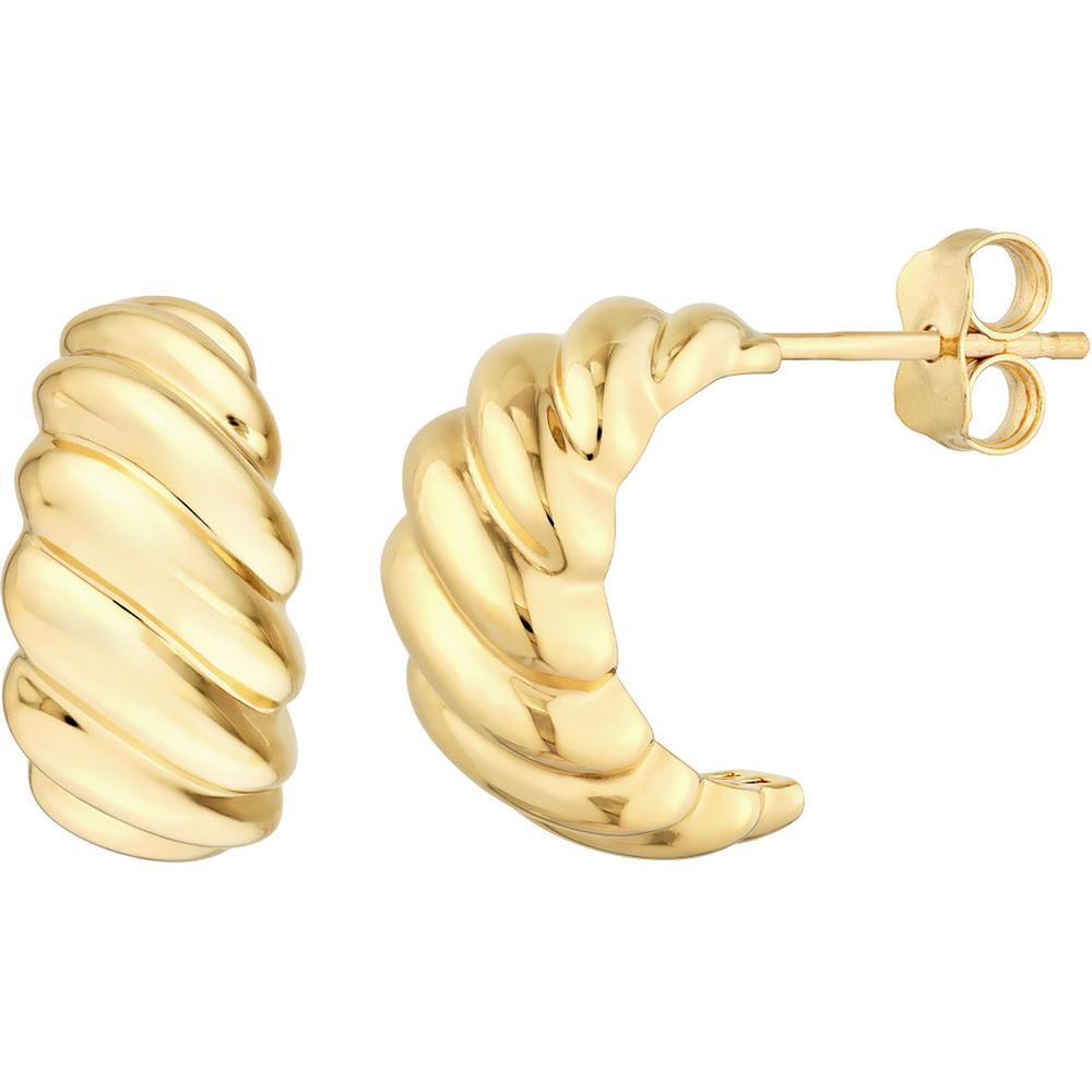 Olas d'Oro - 14K Yellow Gold Twist Dome Hoop Earrings - 3.30 Grams Total Weight