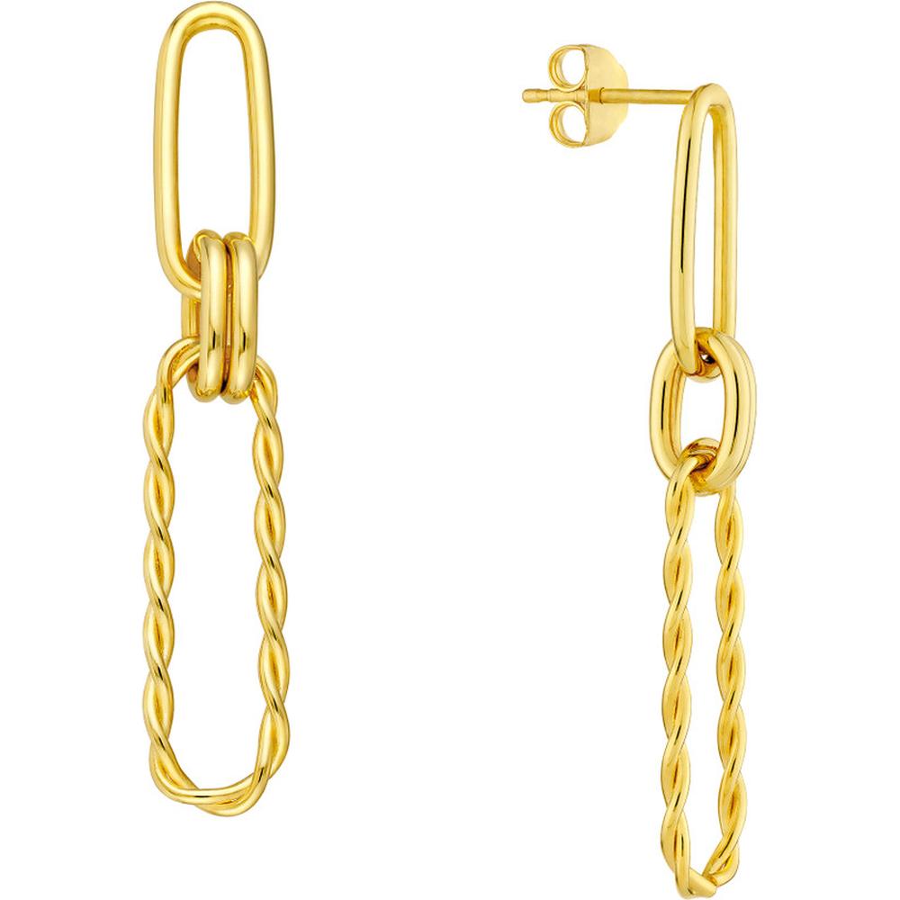 Olas d'Oro - 14K Yellow Gold Twist Paper Clip Link Dangle Earrings