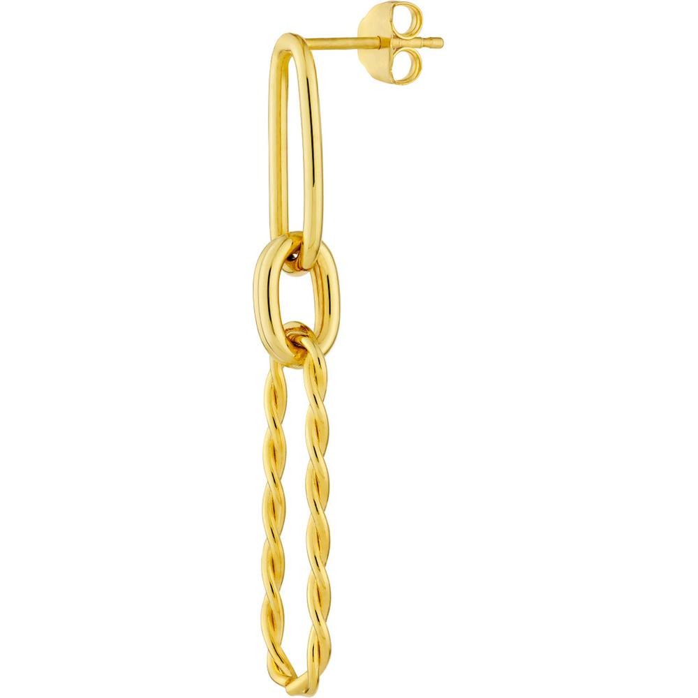 Olas d'Oro - 14K Yellow Gold Twist Paper Clip Link Dangle Earrings