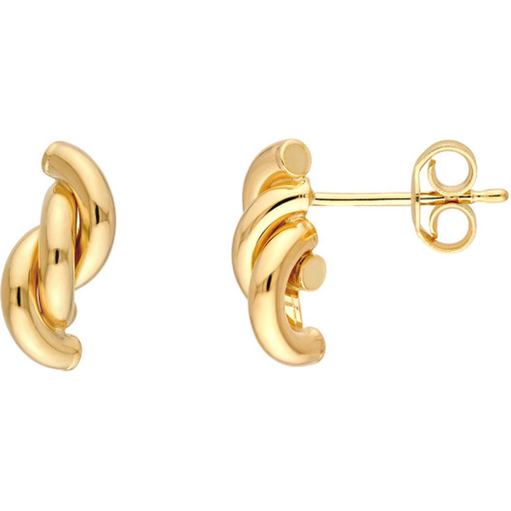 Olas d'Oro - 14K Yellow Gold Twist Tube Polished Stud Earrings - 1.10 Grams Total Weight