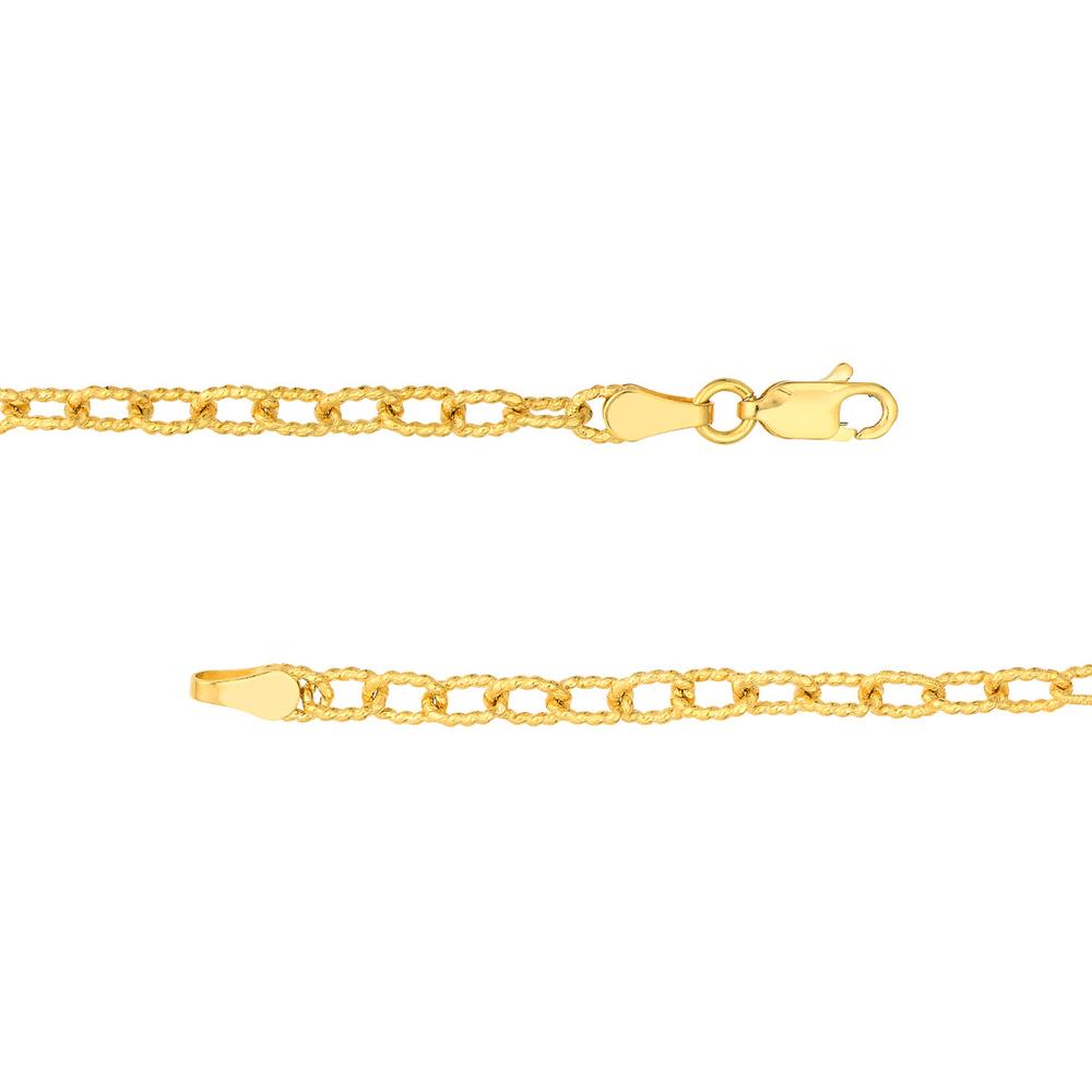 Olas d'Oro - 14K Yellow Gold Twisted Forzentina Chain Bracelet - 7.50" Length - 4.62 Grams Average Weight