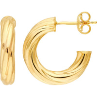 Olas d'Oro - 14K Yellow Gold Twisted Open Hoop Earrings - 10mm ID