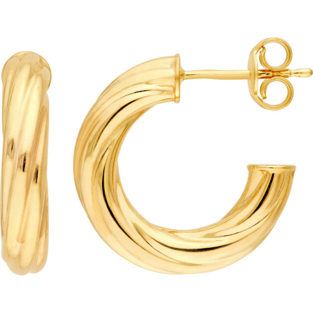 Olas d'Oro - 14K Yellow Gold Twisted Open Hoop Earrings - 10mm ID