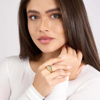 Olas d'Oro - 14K Yellow Gold Twisted Polished Dome Ring - Size 6