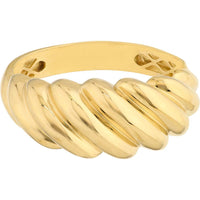 Olas d'Oro - 14K Yellow Gold Twisted Ribbed Band Ring - Size 7 - Elegant Polished Design