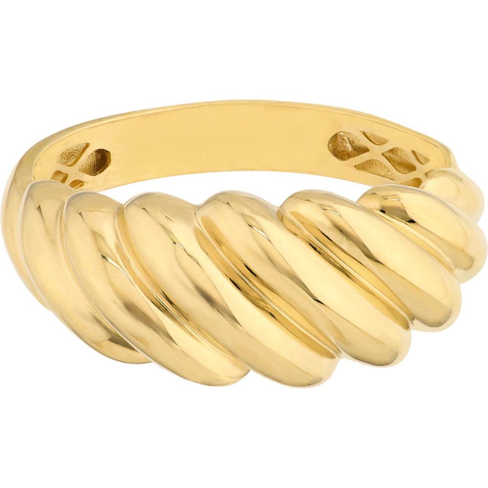 Olas d'Oro - 14K Yellow Gold Twisted Ribbed Band Ring - Size 7 - Elegant Polished Design