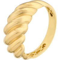 Olas d'Oro - 14K Yellow Gold Twisted Ribbed Band Ring - Size 7 - Elegant Polished Design